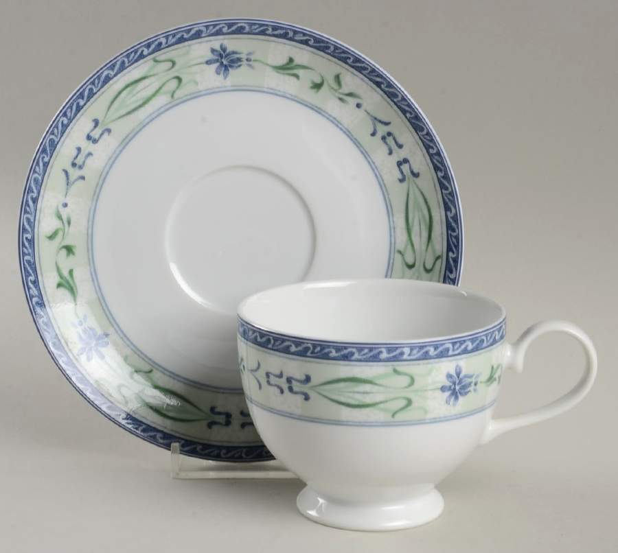 French Iris Footed Cup & Saucer Set by Mikasa-1