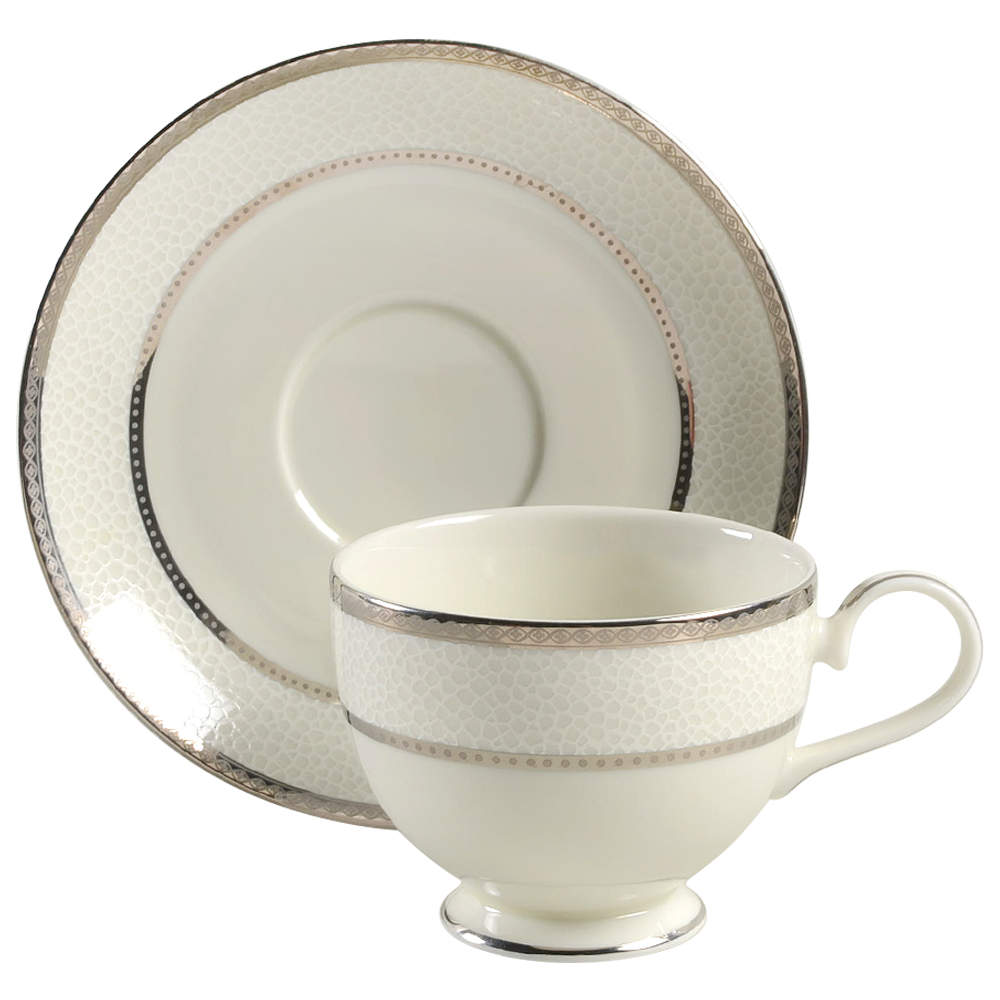 Imperial Flair Platinum Footed Cup & Saucer Set by Mikasa-1
