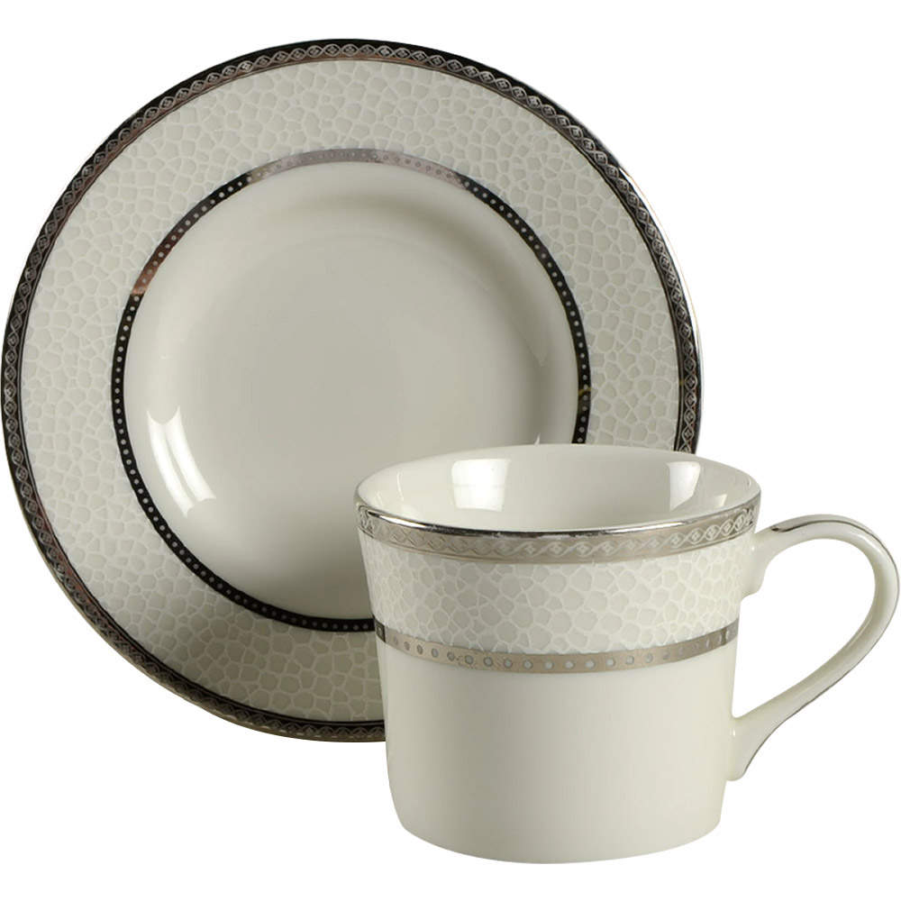 Imperial Flair Platinum Flat Demitasse Cup & Saucer Set by Mikasa-1