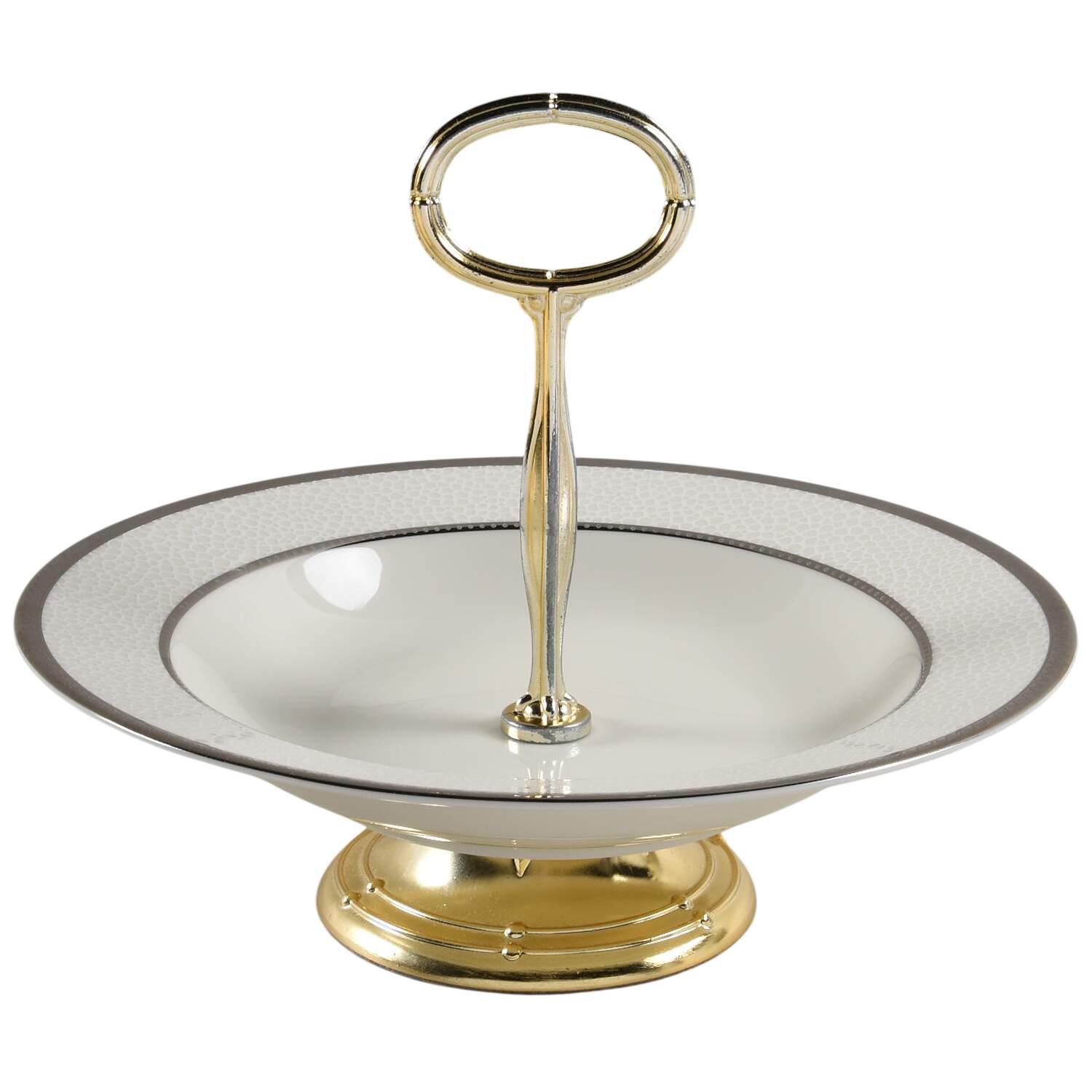 Imperial Flair Platinum 6"-7" Handled Footed Nut Dish HC by Mikasa-1
