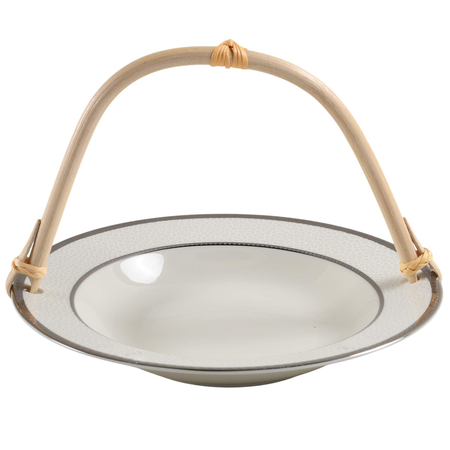 Imperial Flair Platinum 7''-7 1/4'' Basket W/Bamboo Handle HC by Mikasa-1