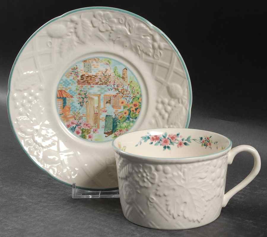 Cottage Vista Flat Cup & Saucer Set by Mikasa-1