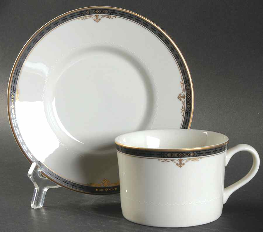 Regency Crest Flat Cup & Saucer Set by Mikasa-1