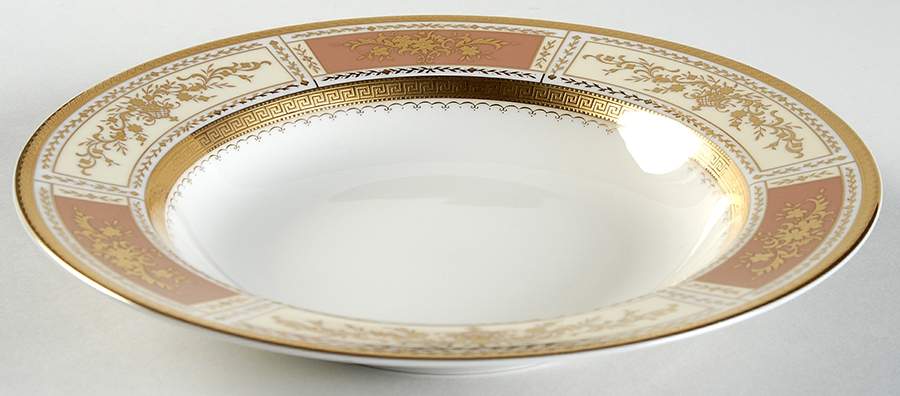 Pompadour Taupe Rim Soup Bowl by Mikasa-1