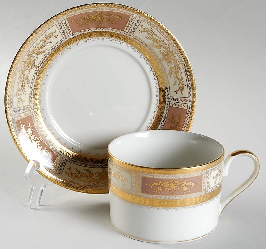 Pompadour Taupe Flat Cup & Saucer Set by Mikasa-1