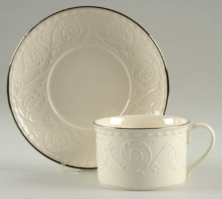 Plaza Platinum Flat Cup & Saucer Set by Mikasa-1