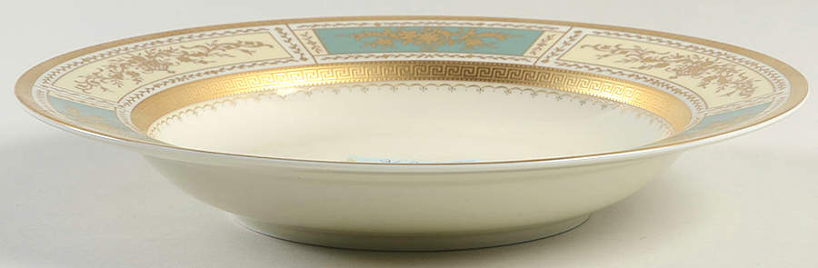 Pompadour Green Rim Soup Bowl by Mikasa-1