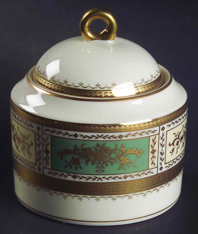 Pompadour Green Sugar Bowl & Lid by Mikasa-1