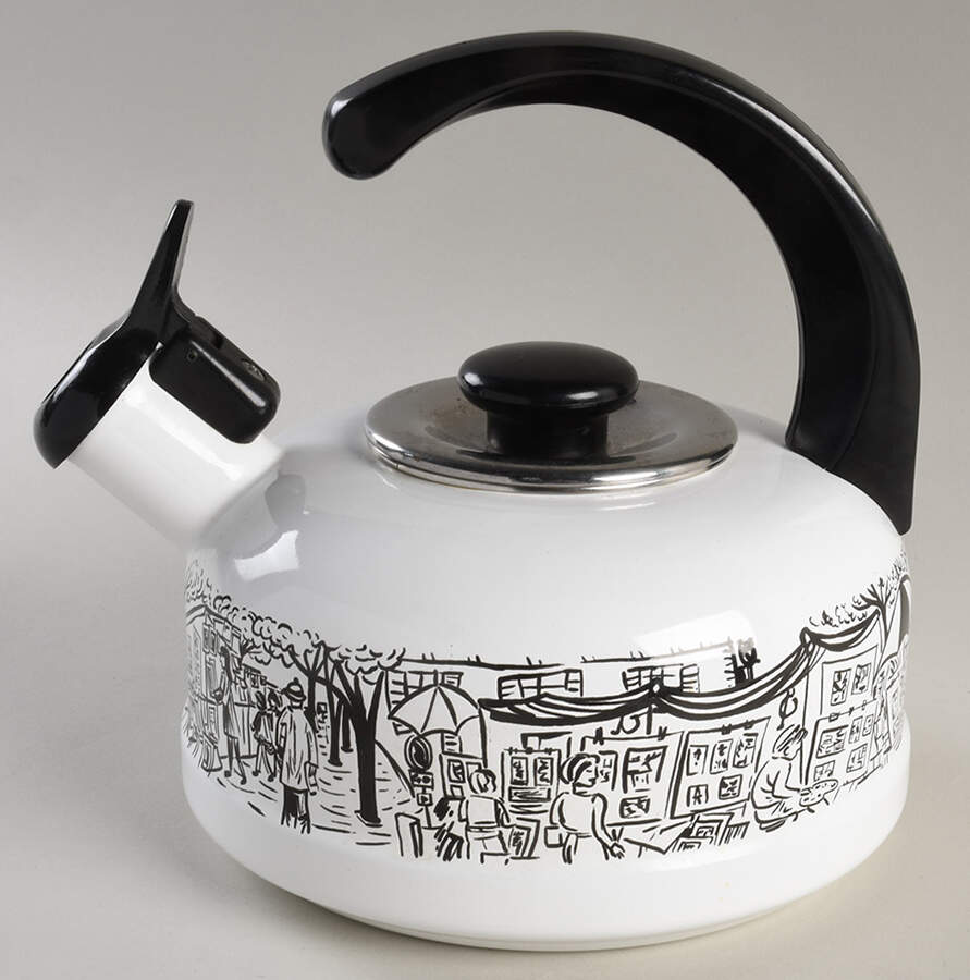 Parisian Scenes Lid for Metal Kettle by Mikasa-1