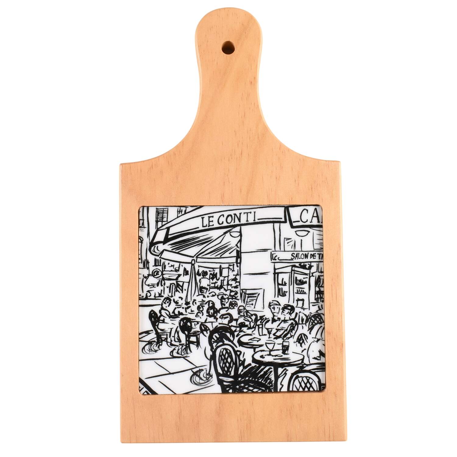 Parisian Scenes 10" Natural Wood Cheese Board with Tile  HC by Mikasa-1
