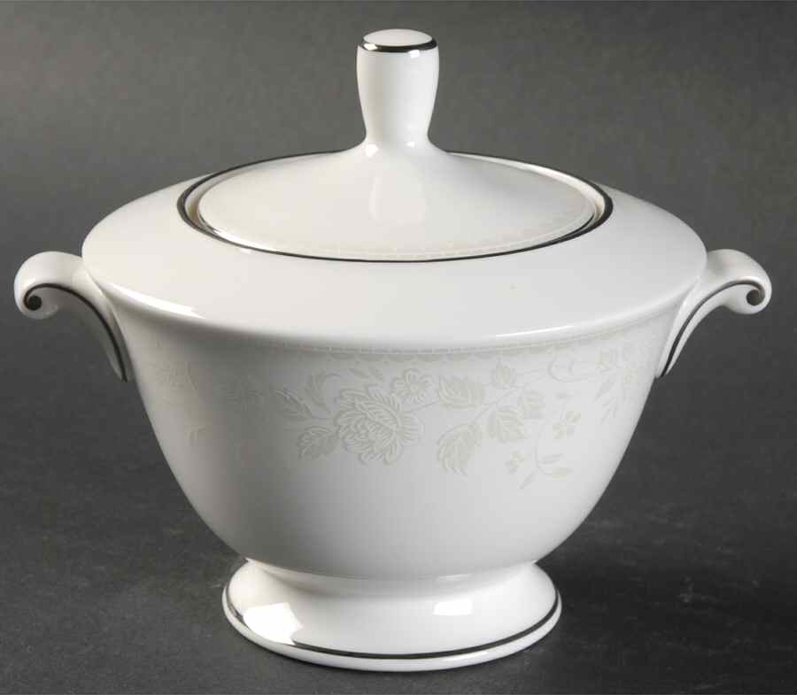 Floral Platinum Sugar Bowl & Lid by Mikasa-1