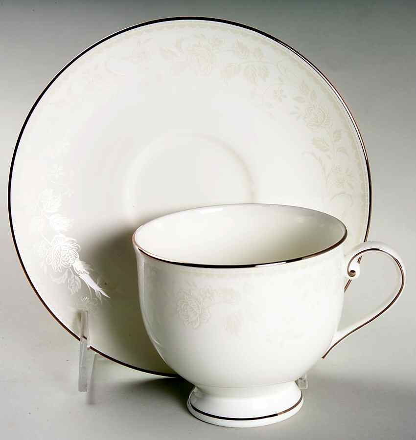 Floral Platinum Footed Cup & Saucer Set by Mikasa-1