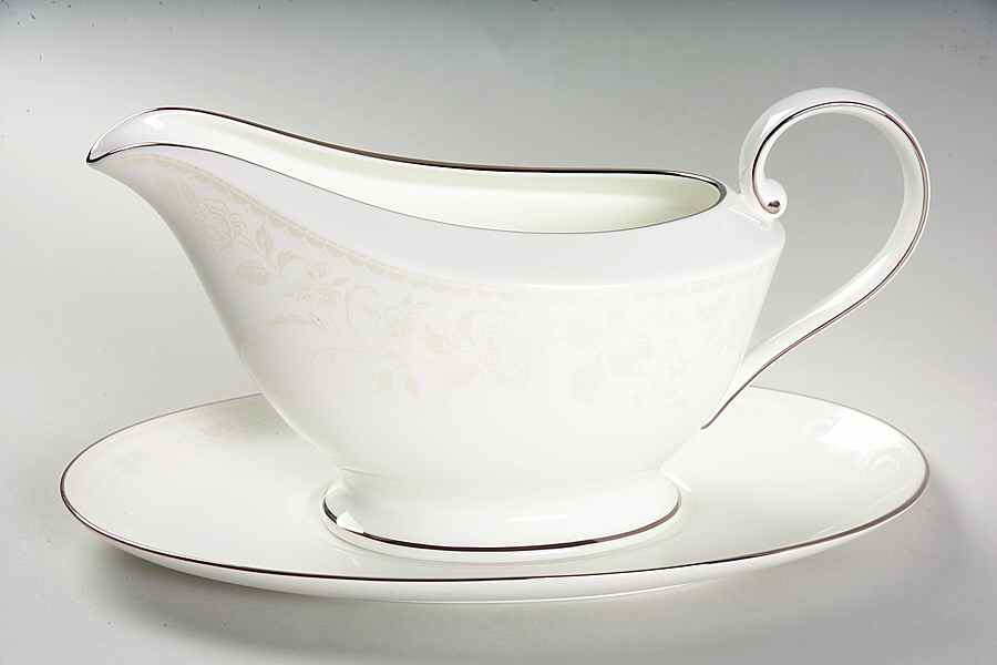Floral Platinum Gravy Boat & Underplate by Mikasa-1