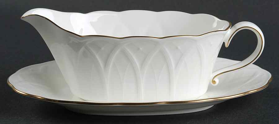 White House Gold Gravy Boat & Underplate by Mikasa-1