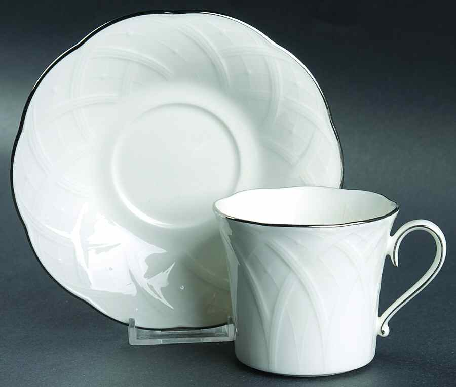 White House Platinum Flat Cup & Saucer Set by Mikasa-1