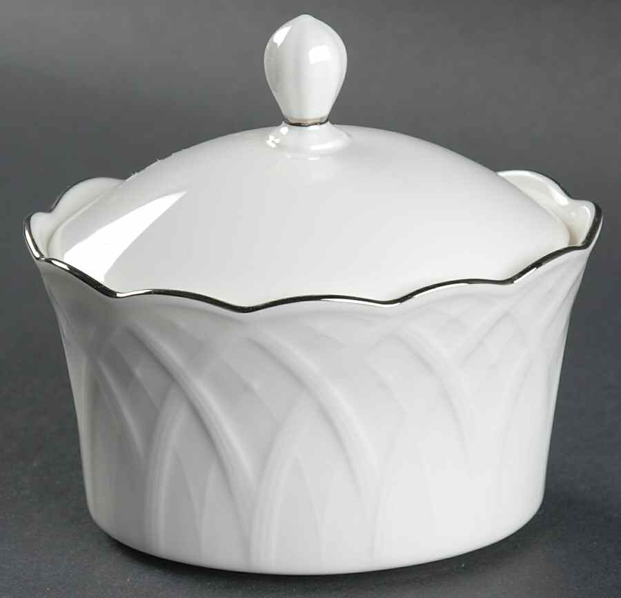 White House Platinum Sugar Bowl & Lid by Mikasa-1