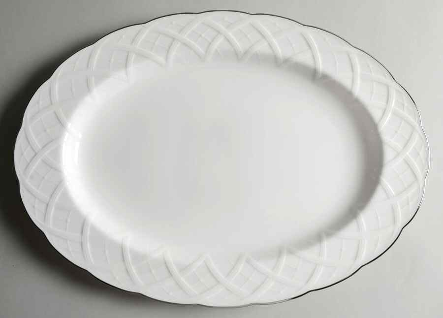 White House Platinum 14" Oval Serving Platter by Mikasa-1