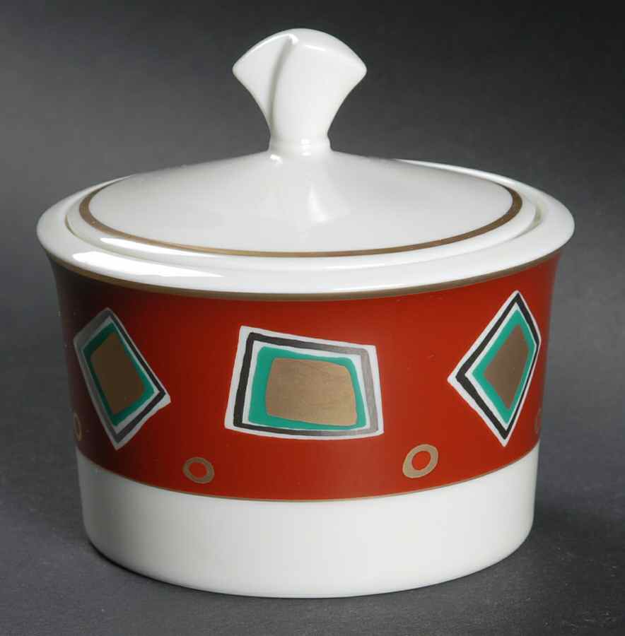 Trafalgar Crimson Sugar Bowl & Lid by Mikasa-1