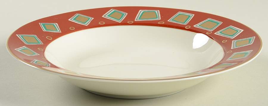 Trafalgar Crimson Rim Soup Bowl by Mikasa-1