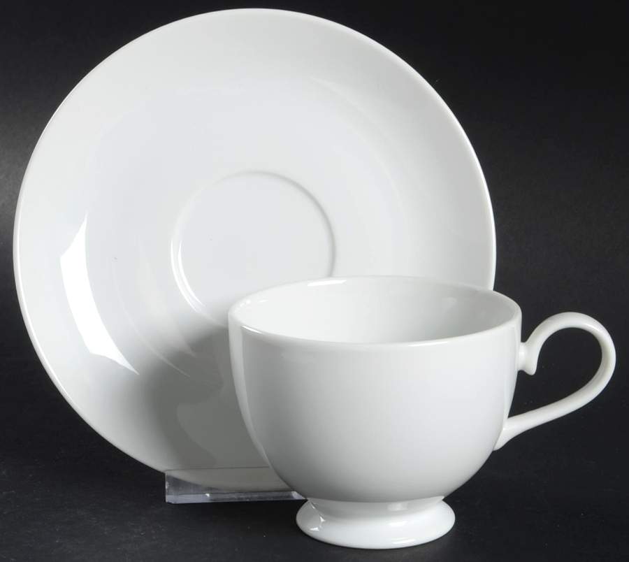 Athena White Footed Cup & Saucer Set by Mikasa-1