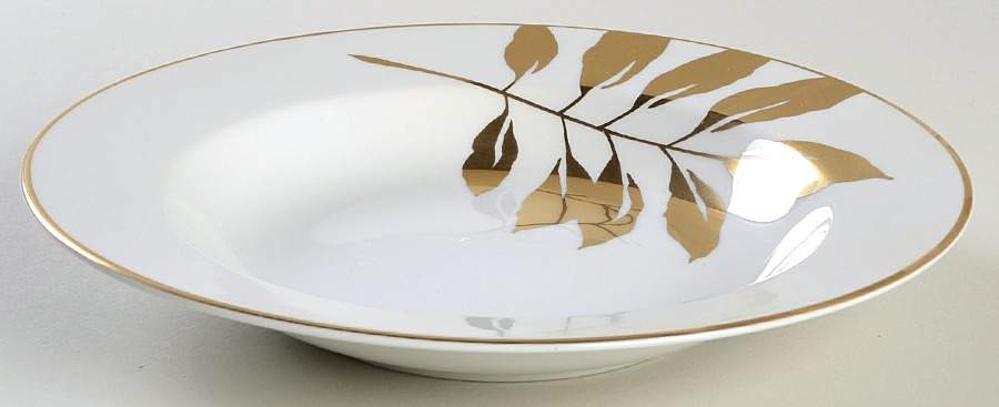 Gold Leaf White Rim Soup Bowl by Mikasa-1