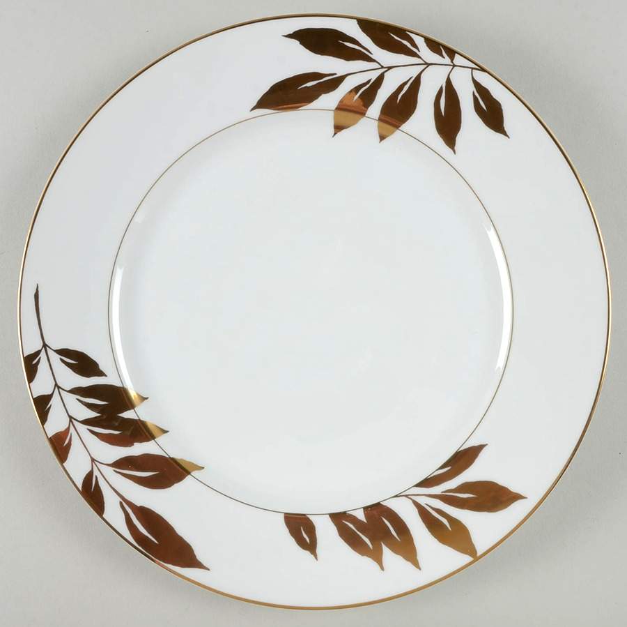 Gold Leaf White 12" Chop Plate (Round Platter) by Mikasa-1