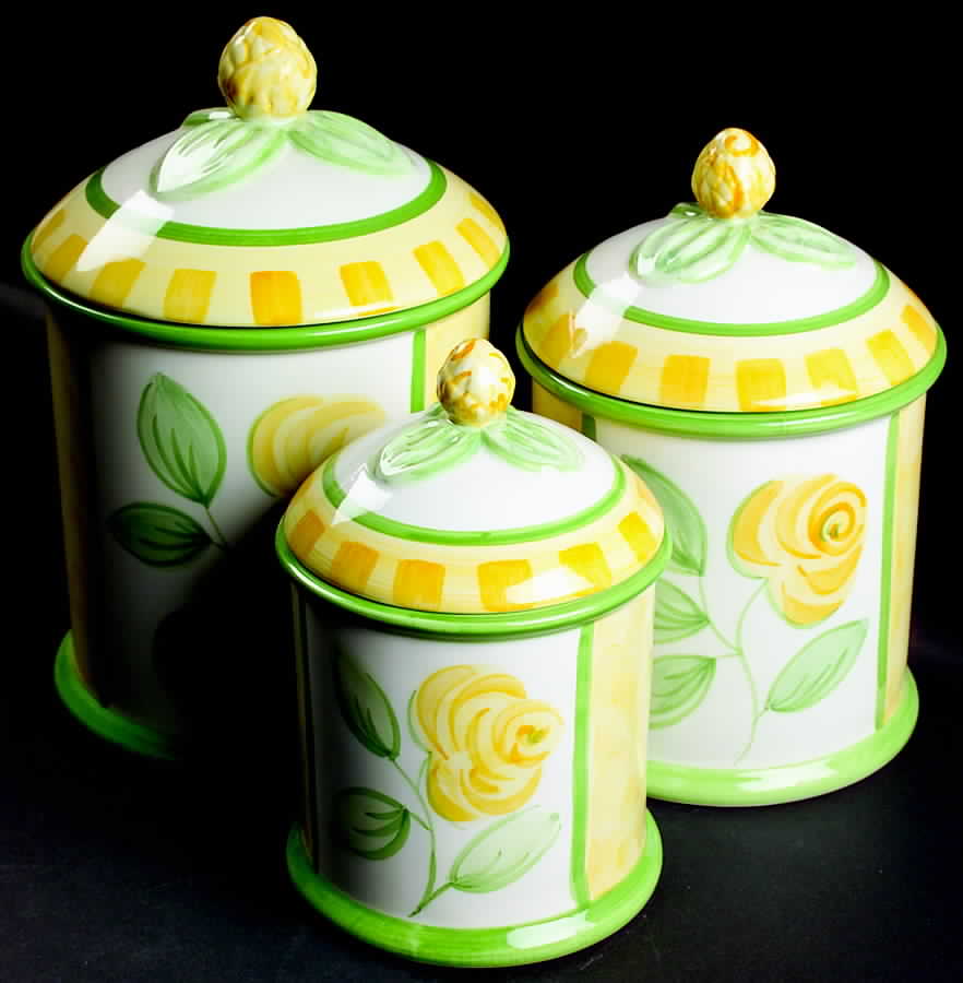 English Rose (Stoneware) (3 Piece) Canister Set (Box Set) by Mikasa-1