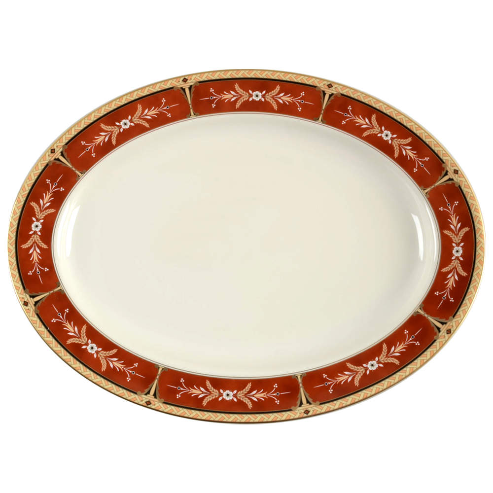 Park Rose Burgundy 15" Oval Serving Platter by Mikasa-1