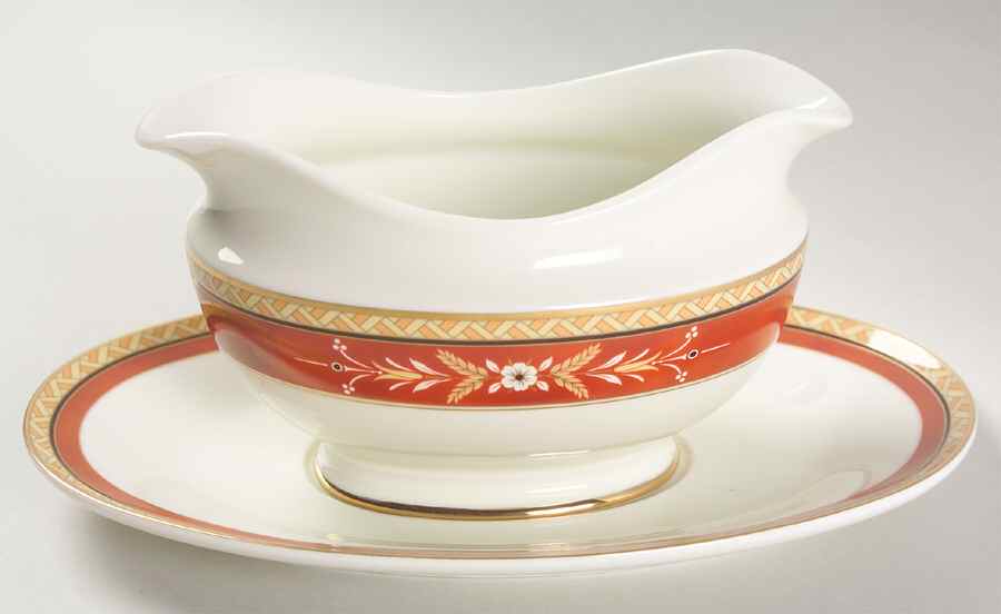 Park Rose Burgundy Gravy Boat & Underplate by Mikasa-1
