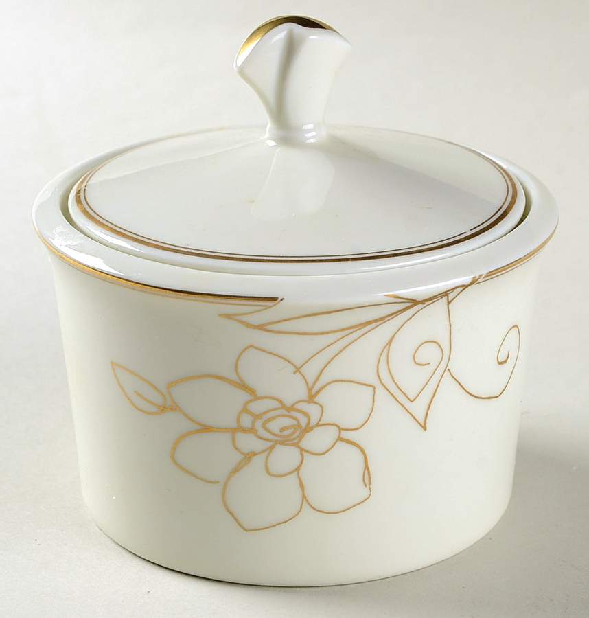 Golden Leaf Sugar Bowl & Lid by Mikasa-1