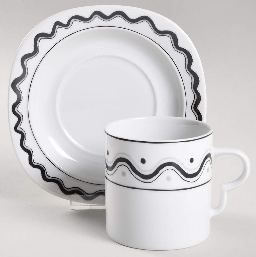 Duet Black Flat Cup & Saucer Set by Mikasa-1