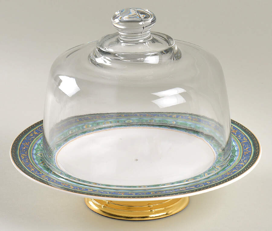 Florenza 6 1/2"-7 1/2" Footed Cheese Plate w/ Glass Dome HC by Mikasa-1