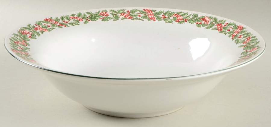 Holiday Ribbon 9" Round Vegetable Bowl by Mervyn's-1