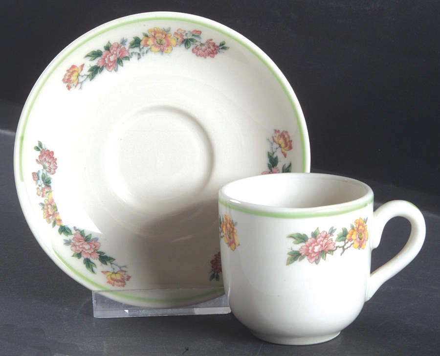 Lawson Flat Demitasse Cup & Saucer Set by Mayer (American)-1