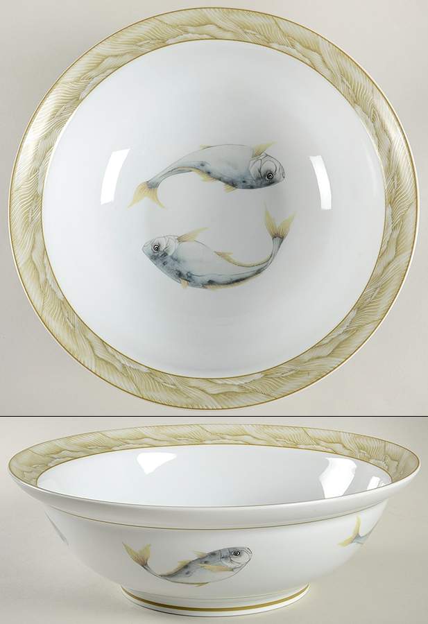 Waterdance 12" Round Vegetable Bowl by Mottahedeh-1