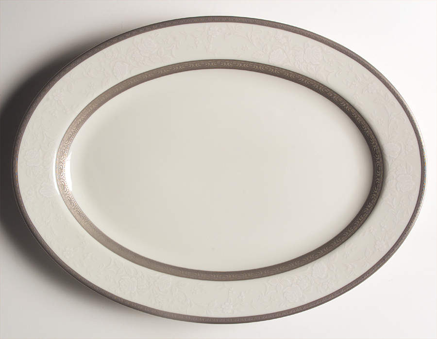 Platinum Lace 14" Oval Serving Platter by Mikasa-1