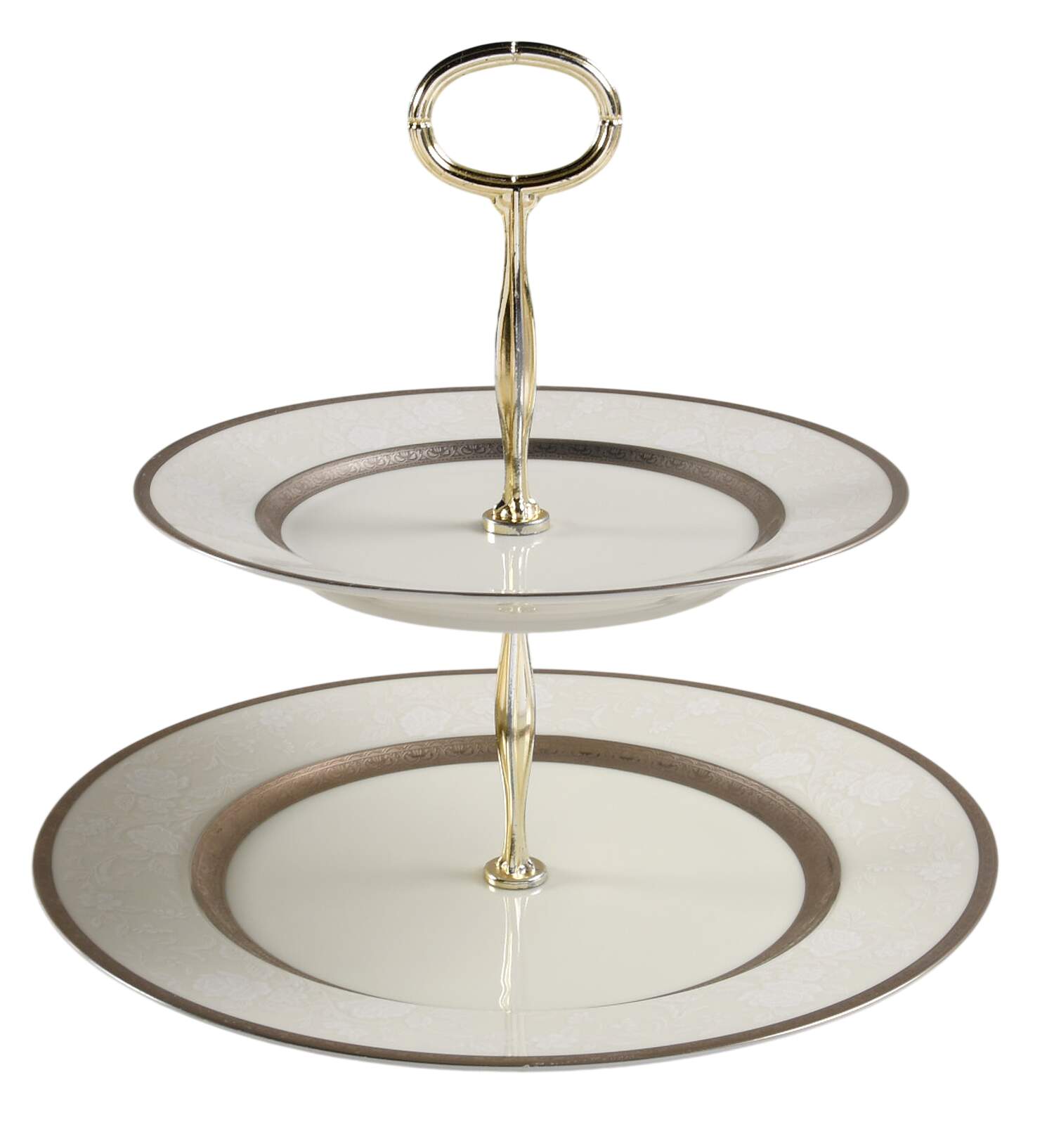Platinum Lace 6 5/8"-10"  2 Tiered Serving Tray (Dp, Sp) HC by Mikasa-1