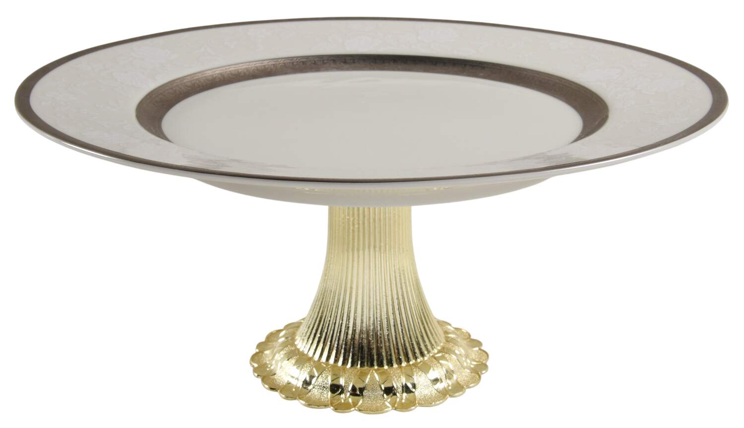 Platinum Lace Cake Stand with 4"-5" Metal Pedestal  Hc by Mikasa-1