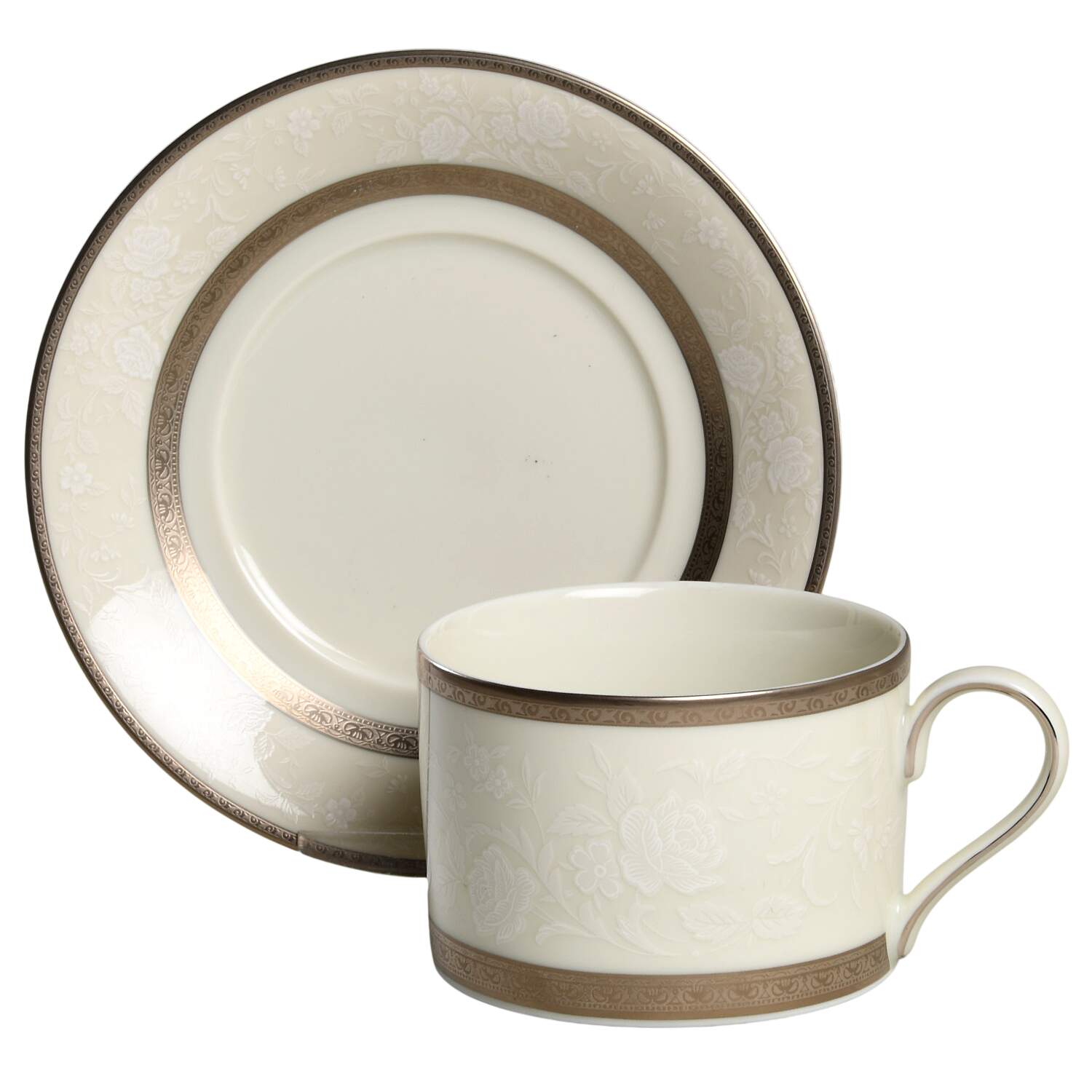 Platinum Lace Flat Cup & Saucer Set by Mikasa-1
