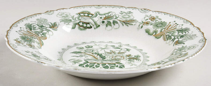 Japan Green Large Rim Soup Bowl by J & G Meakin-1