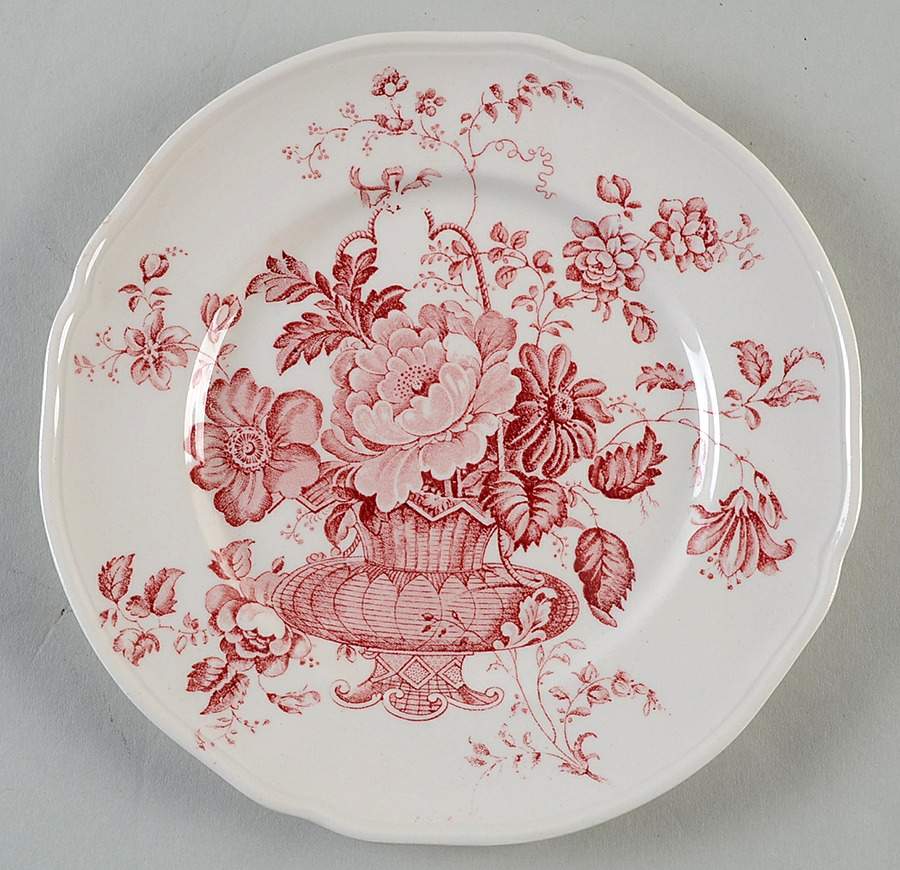 Charlotte Red and Pink Bread & Butter Plate by Alfred Meakin-1