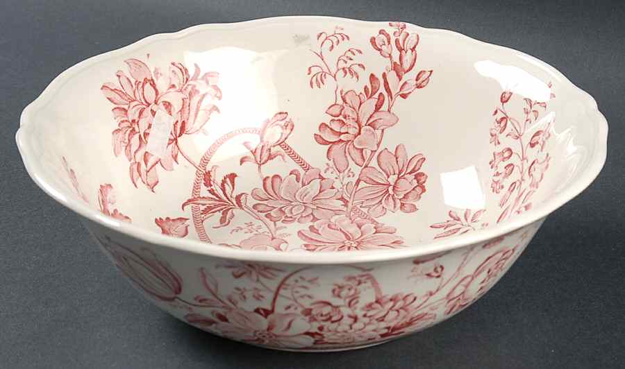 Charlotte Red and Pink 8" Round Vegetable Bowl by Alfred Meakin-1
