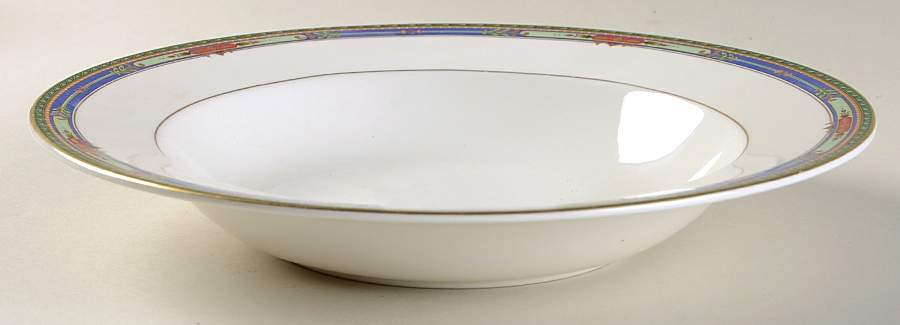 Plaza Court Blue Large Rim Soup Bowl by Mikasa-1