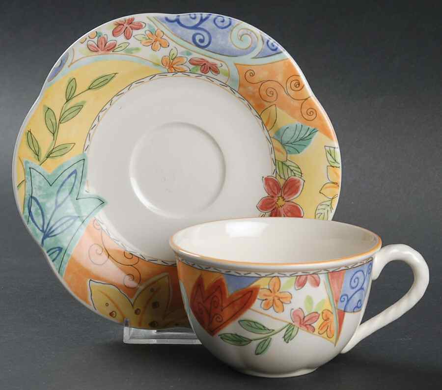 Summer Isle Flat Cup & Saucer Set by Mikasa-1