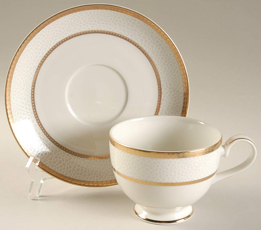 Imperial Flair Gold Footed Cup & Saucer Set by Mikasa-1