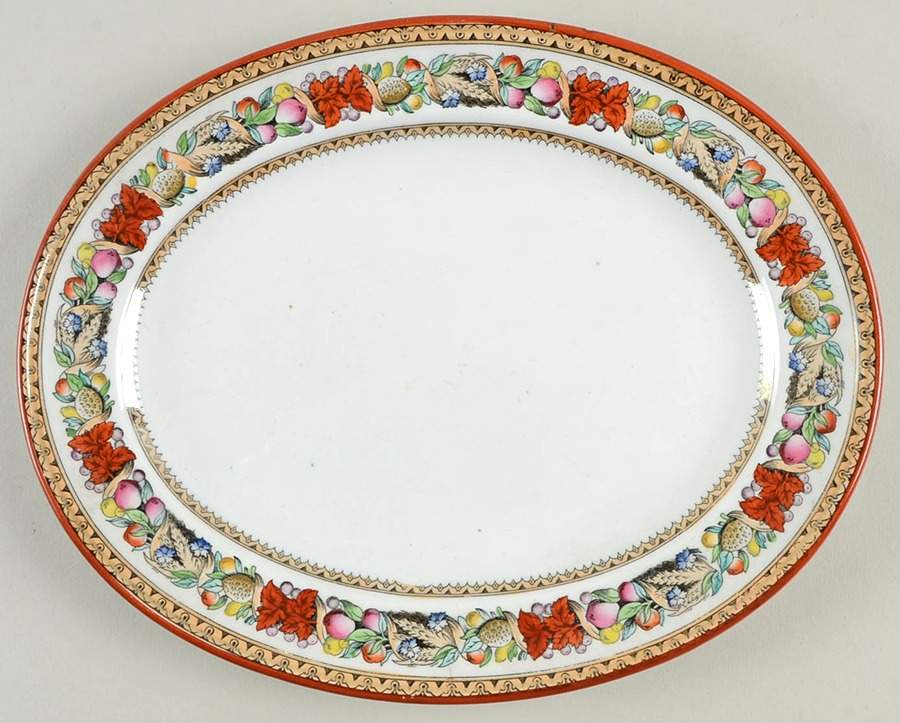 Italian Fruit Border 9" Oval Serving Platter by Minton-1