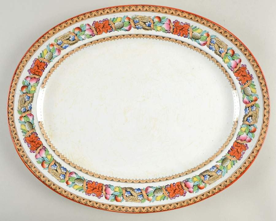 Italian Fruit Border 15" Oval Serving Platter by Minton-1