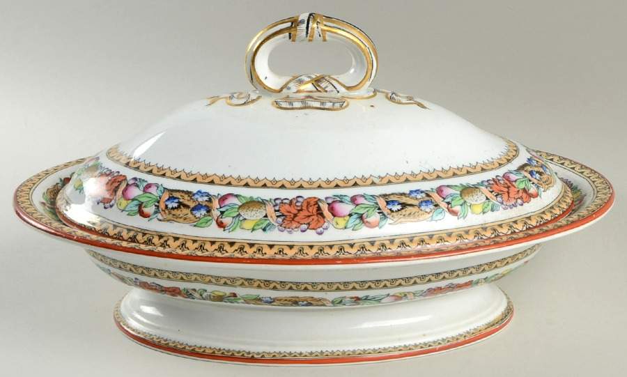 Italian Fruit Border Oval Covered Vegetable by Minton-1