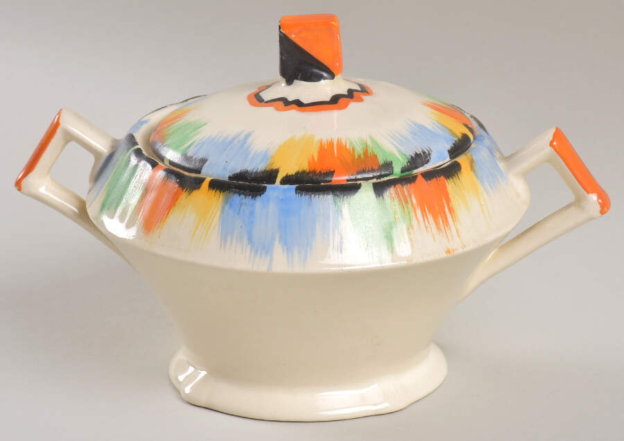 Rainbow Sugar Bowl & Lid by Myott Staffordshire-1