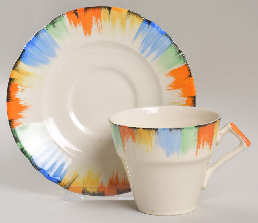 Rainbow Flat Cup & Saucer Set by Myott Staffordshire-1